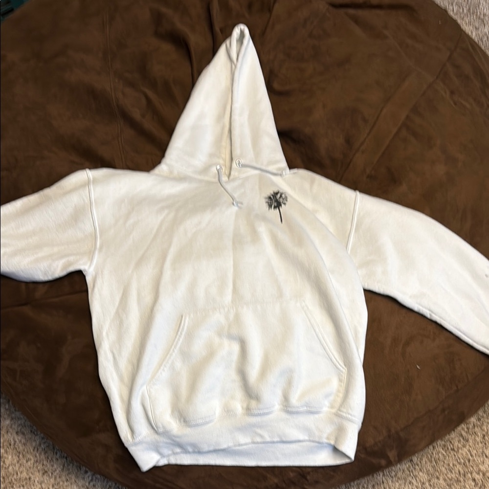 Hollister White Hoodie with Palm Tree Design